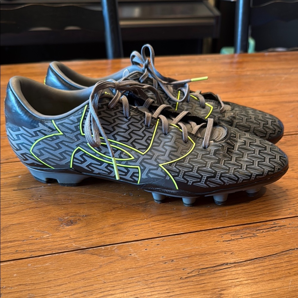 Under Armour Force Men's 11 Gray, Black & Neon Green Cleats
